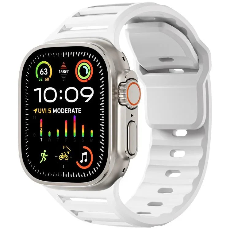 سوار ساعة سيليكون ثنائي اللون متعدد الثقوب مع مسمار واحد، لساعات Apple Watch مقاسات 46مم / 49مم / 45مم / 44مم