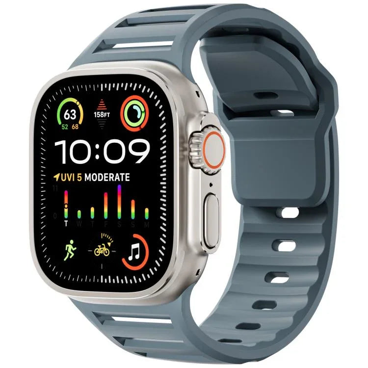 سوار ساعة سيليكون ثنائي اللون متعدد الثقوب مع مسمار واحد، لساعات Apple Watch مقاسات 46مم / 49مم / 45مم / 44مم