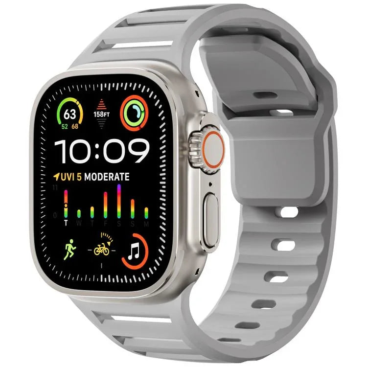 سوار ساعة سيليكون ثنائي اللون متعدد الثقوب مع مسمار واحد، لساعات Apple Watch مقاسات 46مم / 49مم / 45مم / 44مم