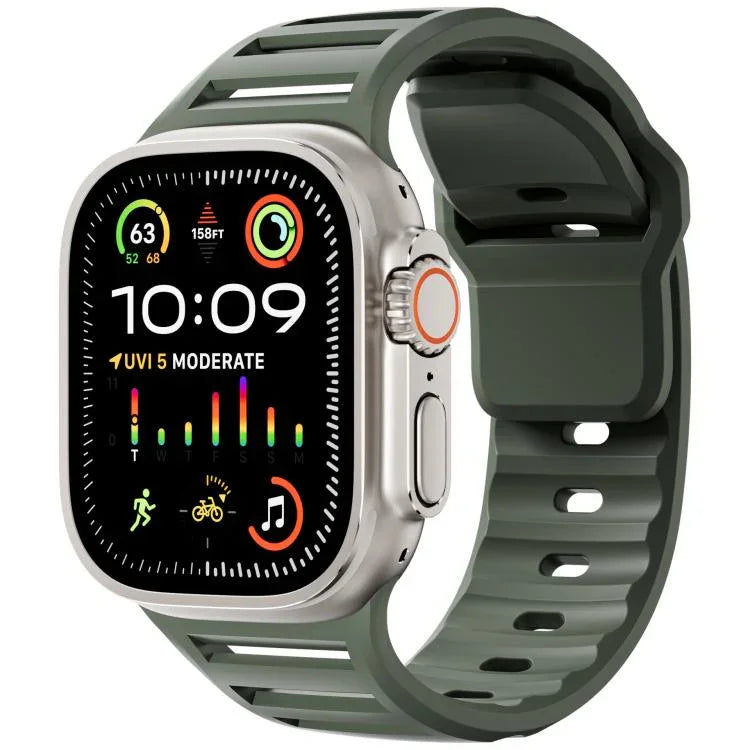 سوار ساعة سيليكون ثنائي اللون متعدد الثقوب مع مسمار واحد، لساعات Apple Watch مقاسات 46مم / 49مم / 45مم / 44مم