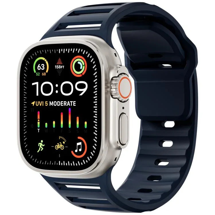 سوار ساعة سيليكون ثنائي اللون متعدد الثقوب مع مسمار واحد، لساعات Apple Watch مقاسات 46مم / 49مم / 45مم / 44مم