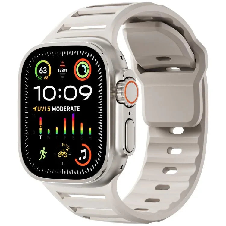 سوار ساعة سيليكون ثنائي اللون متعدد الثقوب مع مسمار واحد، لساعات Apple Watch مقاسات 46مم / 49مم / 45مم / 44مم