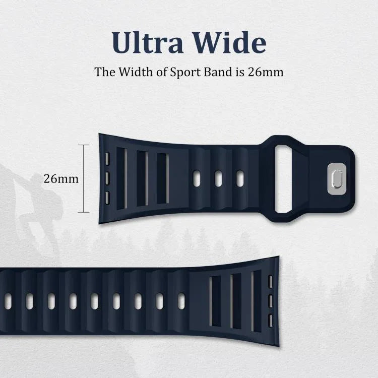 سوار ساعة سيليكون ثنائي اللون متعدد الثقوب مع مسمار واحد، لساعات Apple Watch مقاسات 46مم / 49مم / 45مم / 44مم