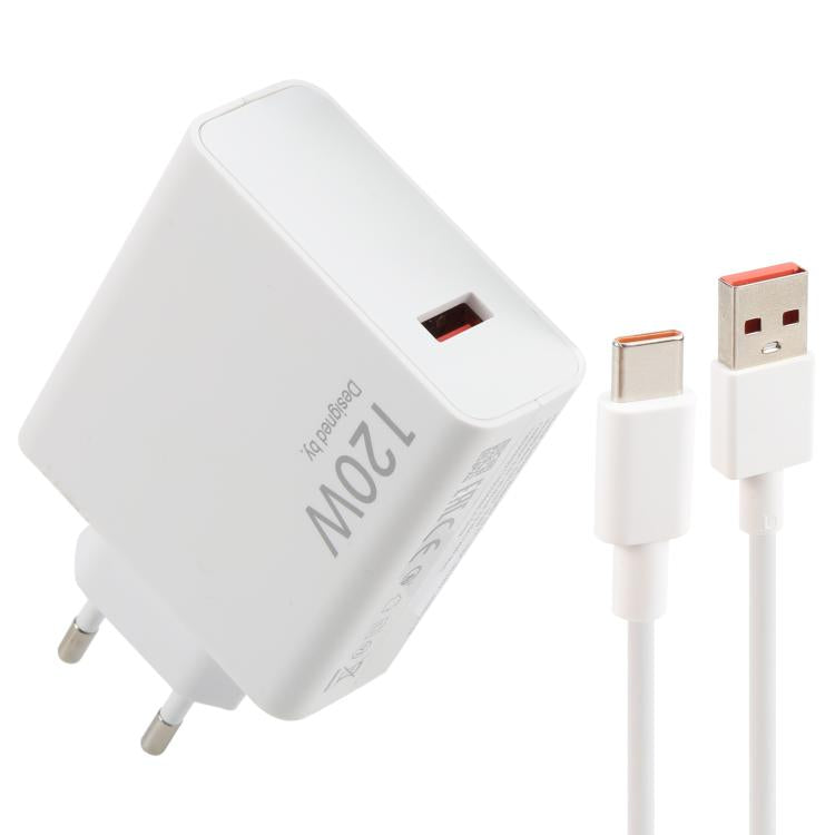 شاحن USB سريع 120 واط مع كابل USB إلى Type-C بطول 1 متر، 120 واط
