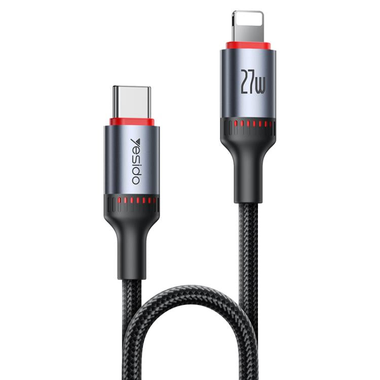 Yesido CA182 PD27W 3A كابل بيانات شحن USB-C / Type-C إلى 8 دبابيس، الطول: 1.2م، CA182