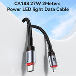 Yesido CA182 PD27W 3A كابل بيانات شحن USB-C / Type-C إلى 8 دبابيس، الطول: 1.2م، CA182