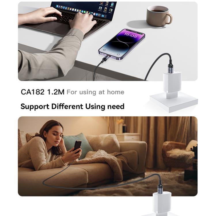 Yesido CA182 PD27W 3A كابل بيانات شحن USB-C / Type-C إلى 8 دبابيس، الطول: 1.2م، CA182