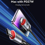 Yesido CA182 PD27W 3A كابل بيانات شحن USB-C / Type-C إلى 8 دبابيس، الطول: 1.2م، CA182