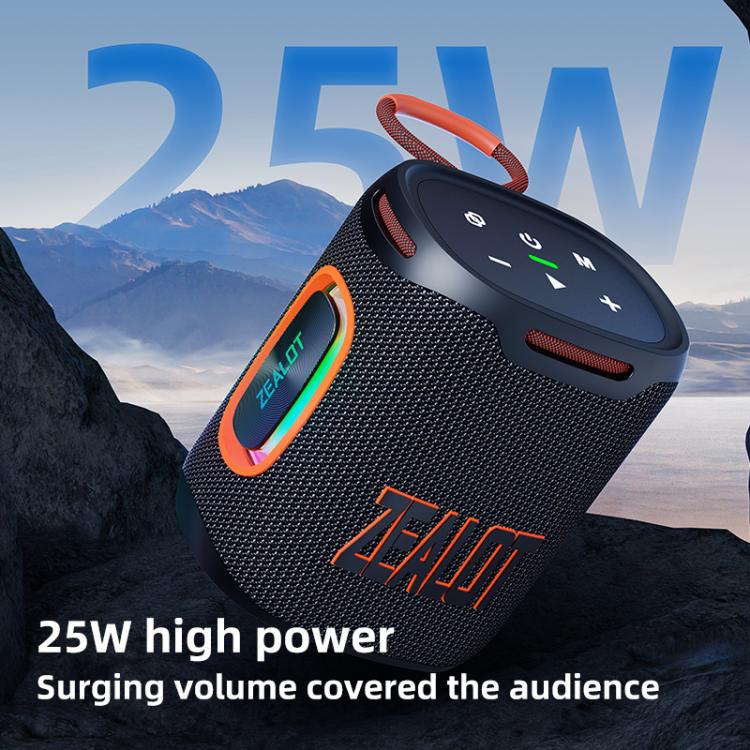 مكبر صوت بلوتوث مقاوم للماء بقوة 25 واط Zealot S122 مع إضاءة RGB خارجية IPX6