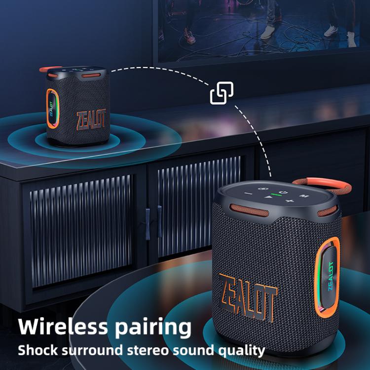 مكبر صوت بلوتوث مقاوم للماء بقوة 25 واط Zealot S122 مع إضاءة RGB خارجية IPX6