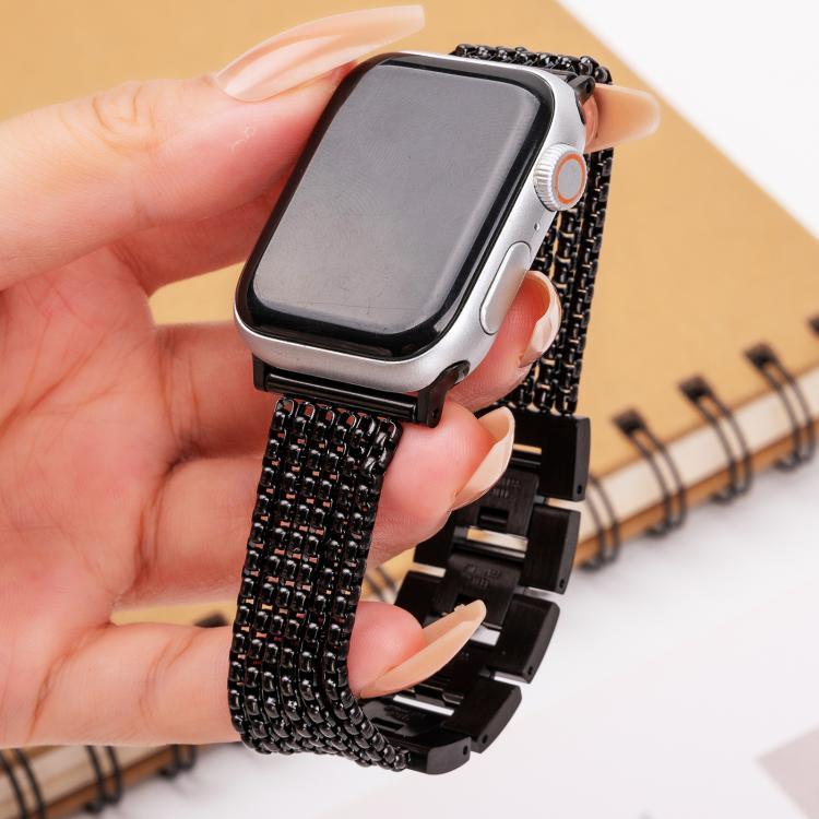 سوار ساعة من الفولاذ المقاوم للصدأ بست سلاسل، لساعات Apple Watch مقاسات 46مم / 49مم / 45مم / 44مم، لساعات Apple Watch مقاسات 42مم / 41مم / 40مم / 38مم