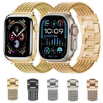 سوار ساعة من الفولاذ المقاوم للصدأ بست سلاسل، لساعات Apple Watch مقاسات 46مم / 49مم / 45مم / 44مم، لساعات Apple Watch مقاسات 42مم / 41مم / 40مم / 38مم