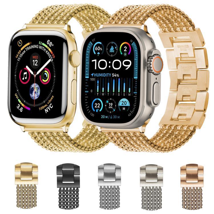 سوار ساعة من الفولاذ المقاوم للصدأ بست سلاسل، لساعات Apple Watch مقاسات 46مم / 49مم / 45مم / 44مم، لساعات Apple Watch مقاسات 42مم / 41مم / 40مم / 38مم