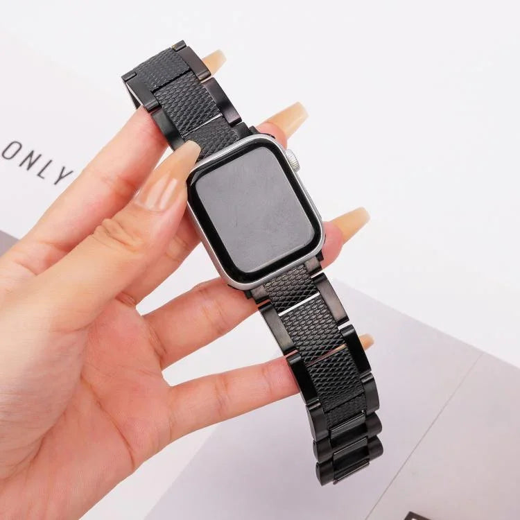 سوار ساعة من الفولاذ المقاوم للصدأ بثلاث خرزات بنمط خيط الموجة، لساعات Apple Watch مقاسات 46مم / 49مم / 45مم / 44مم، لساعات Apple Watch مقاسات 42مم / 41مم / 40مم / 38مم