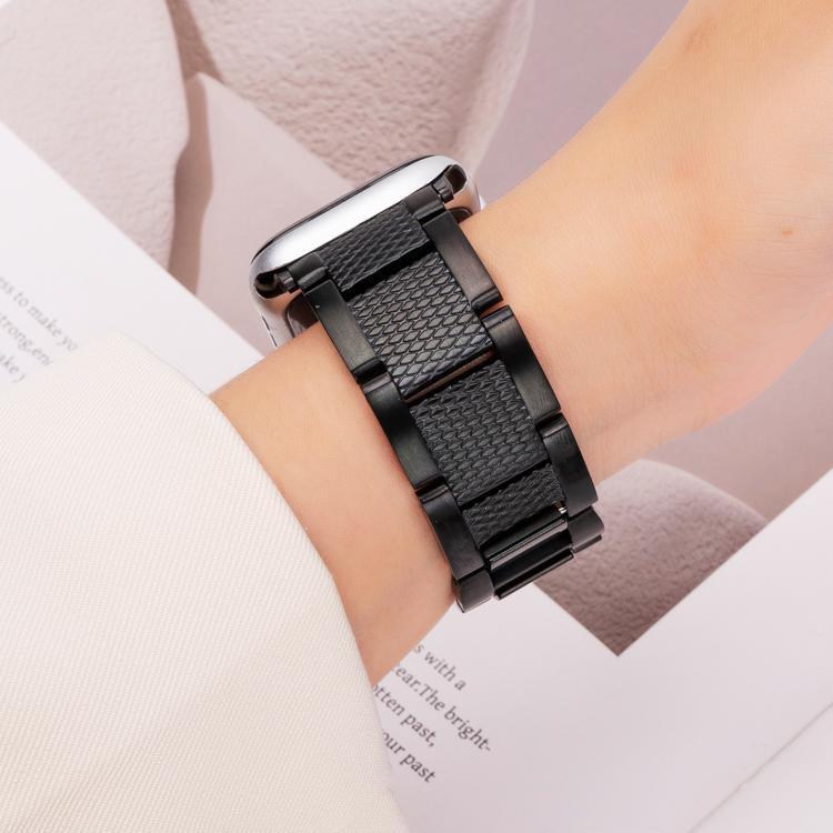 سوار ساعة من الفولاذ المقاوم للصدأ بثلاث خرزات بنمط خيط الموجة، لساعات Apple Watch مقاسات 46مم / 49مم / 45مم / 44مم، لساعات Apple Watch مقاسات 42مم / 41مم / 40مم / 38مم