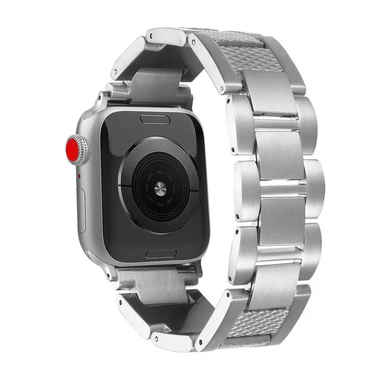 سوار ساعة من الفولاذ المقاوم للصدأ بثلاث خرزات بنمط خيط الموجة، لساعات Apple Watch مقاسات 46مم / 49مم / 45مم / 44مم، لساعات Apple Watch مقاسات 42مم / 41مم / 40مم / 38مم