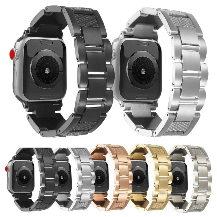 سوار ساعة من الفولاذ المقاوم للصدأ بثلاث خرزات بنمط خيط الموجة، لساعات Apple Watch مقاسات 46مم / 49مم / 45مم / 44مم، لساعات Apple Watch مقاسات 42مم / 41مم / 40مم / 38مم