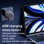 شاحن سريع REMAX U2-AC بقوة 45 واط USB و Type-C GaN مع شاشة رقمية، قابس الاتحاد الأوروبي، قابس المملكة المتحدة