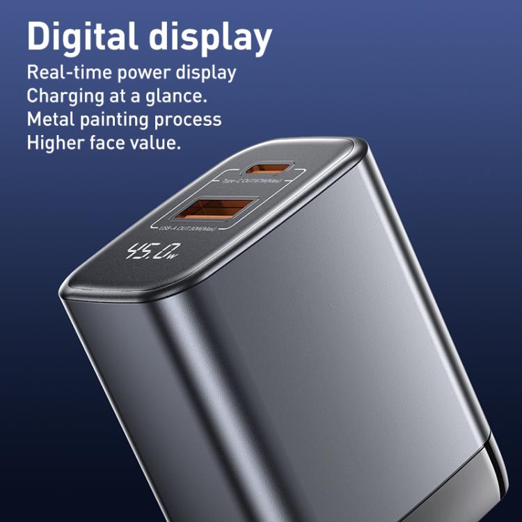 شاحن سريع REMAX U2-AC بقوة 45 واط USB و Type-C GaN مع شاشة رقمية، قابس الاتحاد الأوروبي، قابس المملكة المتحدة