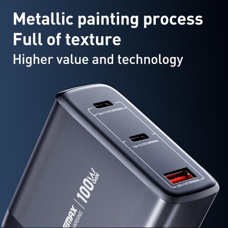 شاحن سريع REMAX U2-AC بقوة 100 واط USB و Type-C مزدوج GaN مع شاشة رقمية، قابس الاتحاد الأوروبي
