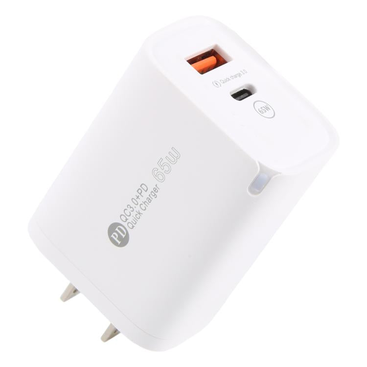 شاحن سريع AR-PD12 بقوة 65 واط QC3.0 USB و USB-C / Type-C PD، قابس الولايات المتحدة، قابس الولايات المتحدة