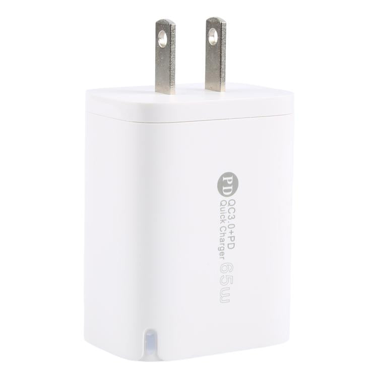 شاحن سريع AR-PD12 بقوة 65 واط QC3.0 USB و USB-C / Type-C PD، قابس الولايات المتحدة، قابس الولايات المتحدة