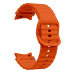 Kalebol Wave Stitching Silicone Watch Band in bright orange, compatible with Samsung Galaxy Watch 7 6 5 4, galaxy watch silicone band.