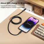 MOMAX DL57D Mag.Link 60W كابل بيانات شحن سريع مضفر مغناطيسي Type-C إلى 8 دبابيس، الطول: 1م