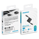 MOMAX DL57D Mag.Link 60W كابل بيانات شحن سريع مضفر مغناطيسي Type-C إلى 8 دبابيس، الطول: 1م