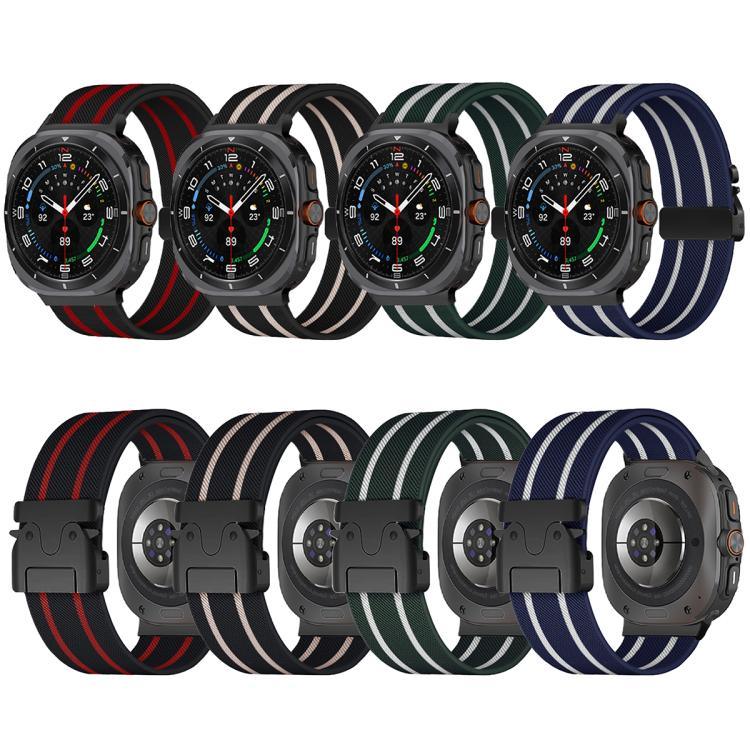 Parachute Buckle Stripe Nylon Elastic Braided Watch Band, For Samsung Galaxy Watch Ultra 47mm / Ultra 2025