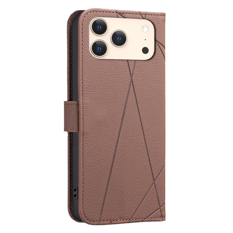 غطاء هاتف جلدي بنقشة هندسية مع حماية RFID، لهواتف iPhone 16e / 17e، لهاتف iPhone 17 Pro Max، لهاتف iPhone 17 Pro، لهاتف iPhone 17، لهاتف iPhone Air، لهاتف iPhone 16 Pro Max، لهاتف iPhone 16 Pro، لهاتف iPhone 16 Plus