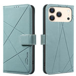 غطاء هاتف جلدي بنقشة هندسية مع حماية RFID، لهواتف iPhone 16e / 17e، لهاتف iPhone 17 Pro Max، لهاتف iPhone 17 Pro، لهاتف iPhone 17، لهاتف iPhone Air، لهاتف iPhone 16 Pro Max، لهاتف iPhone 16 Pro، لهاتف iPhone 16 Plus