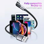 كابل شحن USB إلى 8 بن بزاوية دوران 180 درجة 2.4A، 1.2 متر 8 بن، 2 متر 8 بن