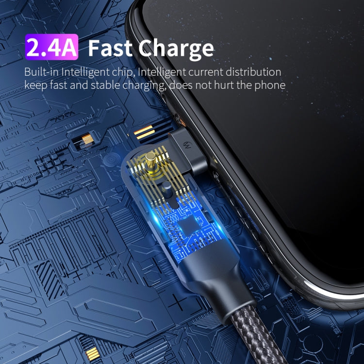 كابل شحن USB إلى 8 بن بزاوية دوران 180 درجة 2.4A، 1.2 متر 8 بن، 2 متر 8 بن