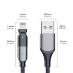 كابل شحن USB إلى 8 بن بزاوية دوران 180 درجة 2.4A، 1.2 متر 8 بن، 2 متر 8 بن
