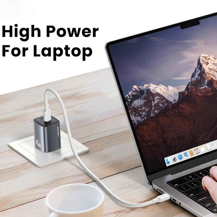 شاحن سريع USAMS CC306 T66 45 واط مزدوج USB-C / Type-C GaN، قابس الولايات المتحدة، CC306