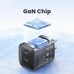شاحن سريع USAMS CC306 T66 45 واط مزدوج USB-C / Type-C GaN، قابس الولايات المتحدة، CC306