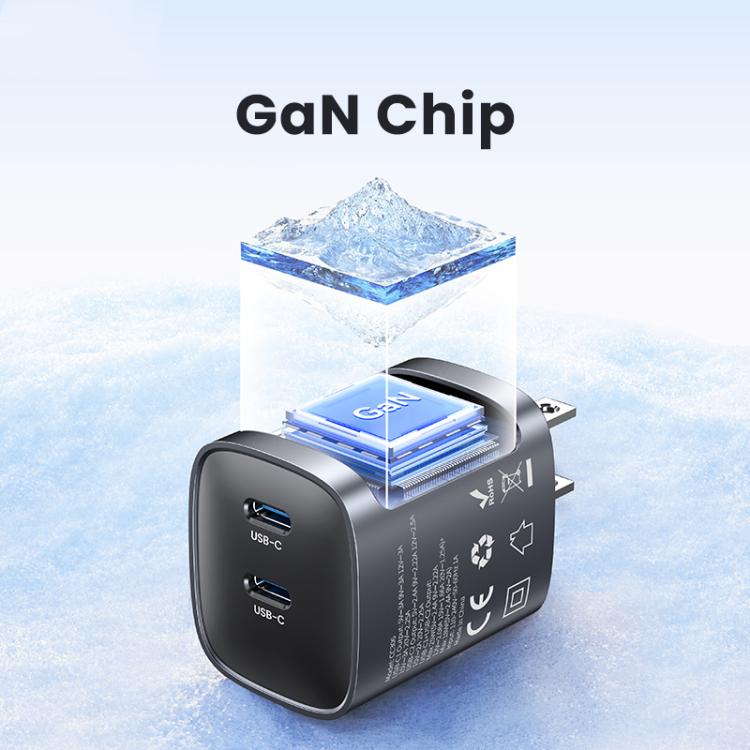 شاحن سريع USAMS CC306 T66 45 واط مزدوج USB-C / Type-C GaN، قابس الولايات المتحدة، CC306