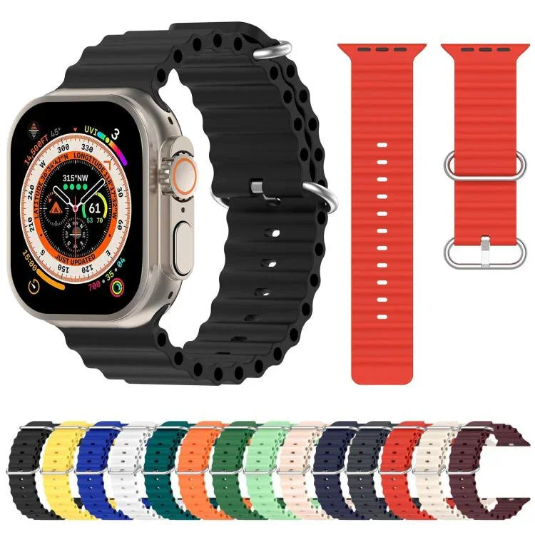 سوار ساعة سيليكون بتصميم المحيط من xDfind، لساعات Apple Watch بمقاسات 46مم / 49مم / 45مم / 44مم، لساعات Apple Watch بمقاسات 42مم / 41مم / 40مم / 38مم