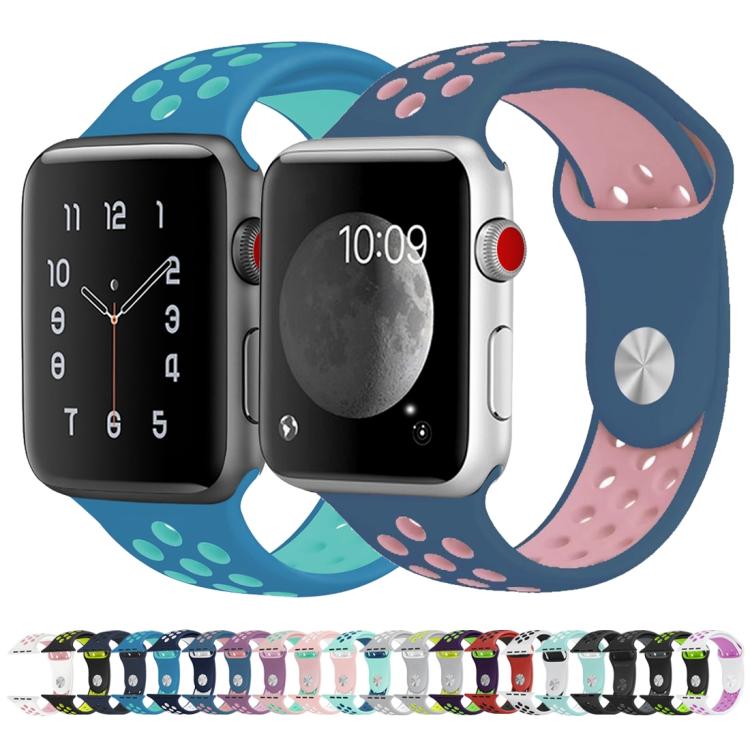 سوار ساعة رياضي من السيليكون بلونين من xDfind، لساعات Apple Watch بمقاسات 46مم / 49مم / 45مم / 44مم، لساعات Apple Watch بمقاسات 42مم / 41مم / 40مم / 38مم
