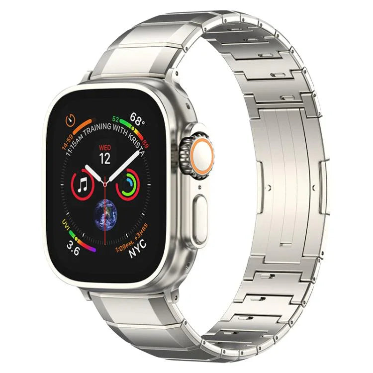 سوار ساعة بمشبك من التيتانيوم الخالص بحبة واحدة، لساعات Apple Watch بمقاسات 46مم / 49مم / 45مم / 44مم، لساعات Apple Watch بمقاسات 42مم / 41مم / 40مم / 38مم