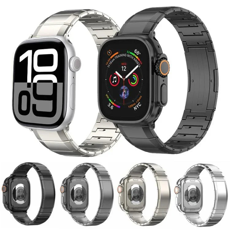 سوار ساعة بمشبك من التيتانيوم الخالص بحبة واحدة، لساعات Apple Watch بمقاسات 46مم / 49مم / 45مم / 44مم، لساعات Apple Watch بمقاسات 42مم / 41مم / 40مم / 38مم