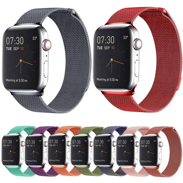 سوار ساعة معدني مغناطيسي بحلقة ميلانيزية من xDfind، لساعات Apple Watch بمقاسات 46مم / 49مم / 45مم / 44مم، لساعات Apple Watch بمقاسات 42مم / 41مم / 40مم / 38مم