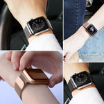 سوار ساعة معدني مغناطيسي بحلقة ميلانيزية من xDfind، لساعات Apple Watch بمقاسات 46مم / 49مم / 45مم / 44مم، لساعات Apple Watch بمقاسات 42مم / 41مم / 40مم / 38مم