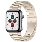 سوار ساعة من الفولاذ المقاوم للصدأ بمشبك قابل للطي وثلاث خرزات من xDfind، لساعات Apple Watch بمقاسات 46مم / 49مم / 45مم / 44مم، لساعات Apple Watch بمقاسات 42مم / 41مم / 40مم / 38مم