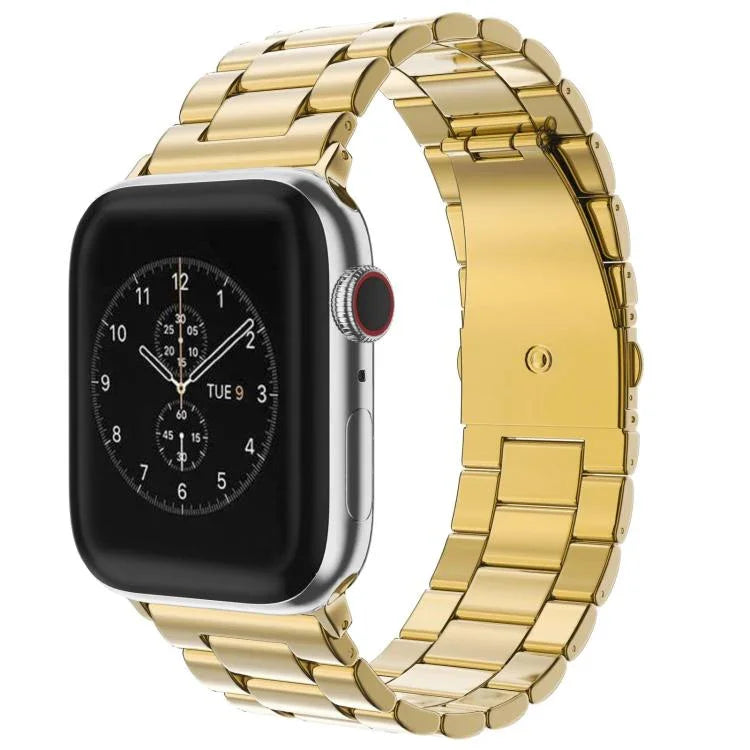 سوار ساعة من الفولاذ المقاوم للصدأ بمشبك قابل للطي وثلاث خرزات من xDfind، لساعات Apple Watch بمقاسات 46مم / 49مم / 45مم / 44مم، لساعات Apple Watch بمقاسات 42مم / 41مم / 40مم / 38مم