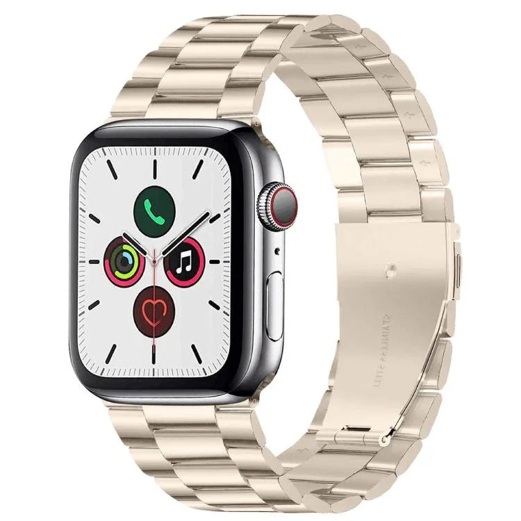 سوار ساعة من الفولاذ المقاوم للصدأ بمشبك قابل للطي وثلاث خرزات من xDfind، لساعات Apple Watch بمقاسات 46مم / 49مم / 45مم / 44مم، لساعات Apple Watch بمقاسات 42مم / 41مم / 40مم / 38مم
