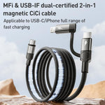 كابل بيانات مغناطيسي Momax Mag.Link Duo 60W USB-C / Type-C إلى USB-C / Type-C / 8 Pin، DC58 بطول 1 متر، DL58 60W 1 متر