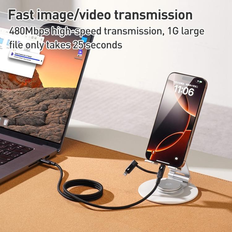 كابل بيانات مغناطيسي Momax Mag.Link Duo 60W USB-C / Type-C إلى USB-C / Type-C / 8 Pin، DC58 بطول 1 متر، DL58 60W 1 متر