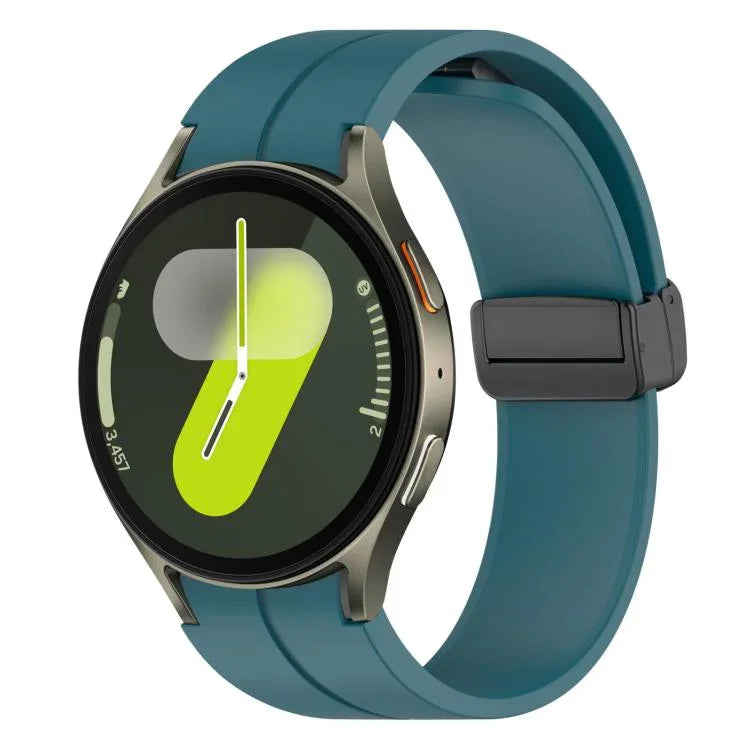 xDfind Fold Magnetic Black Buckle Silicone Watch Band, For Samsung Galaxy Watch7 / FE / 6 / 5 / 4